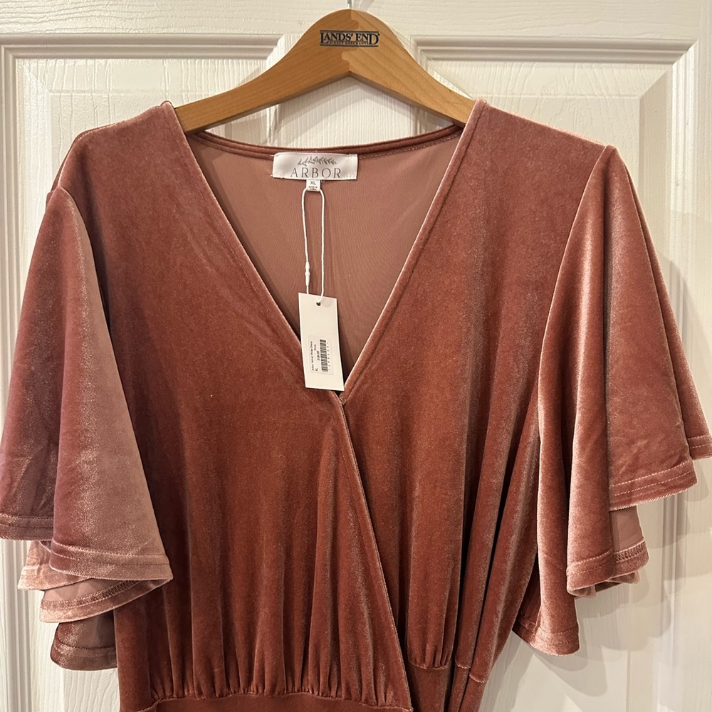 Dusty Pink Velvet Wrap Dress-bridesmaid or MOB